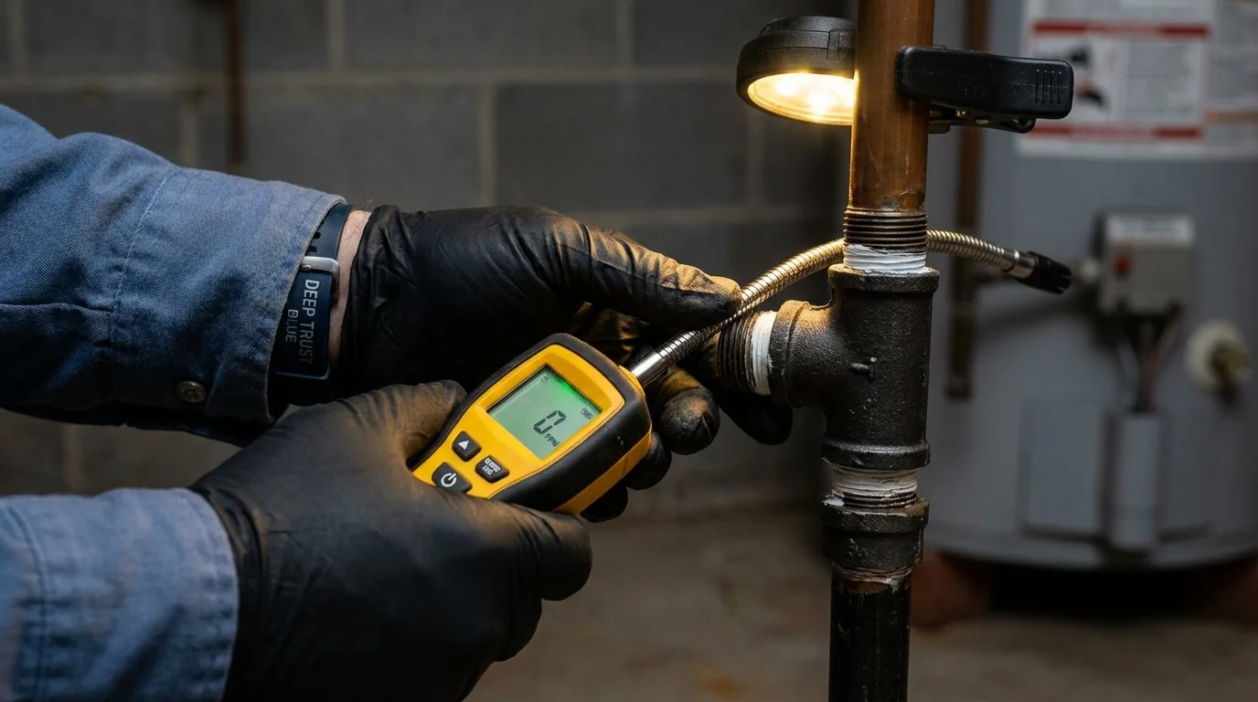 Gas leak detection with electronic sniffer by Johns Plumbing LLC in Drexel
