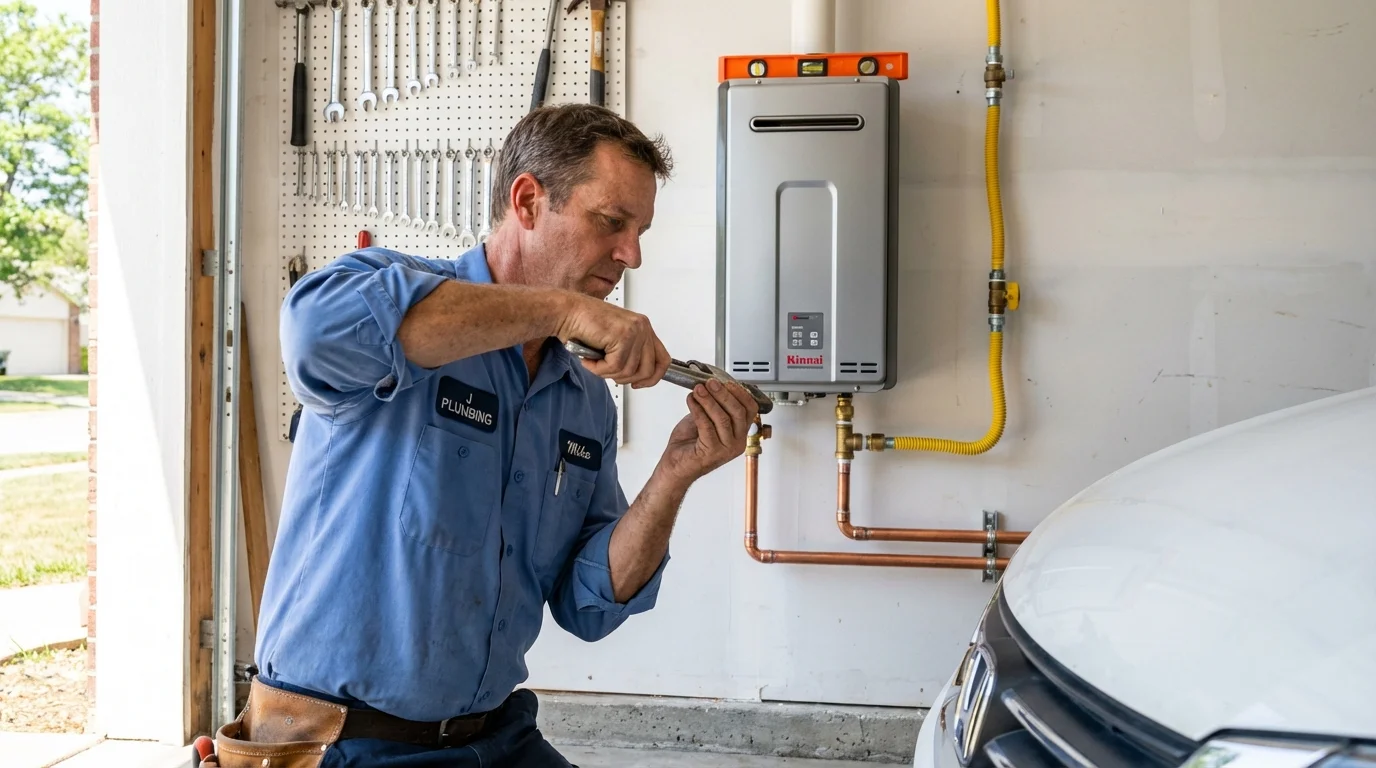 Tankless water heater installation by a Johns Plumbing LLC plumber in Drexel
